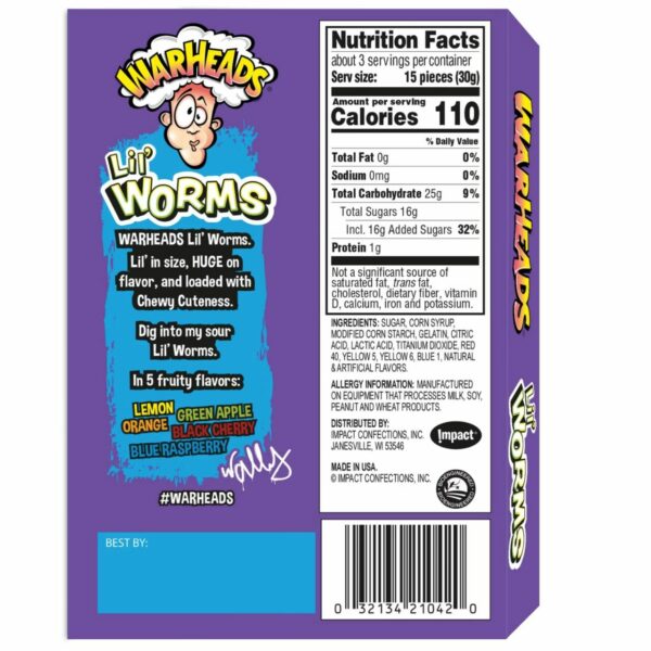 Warheads Lil’ Worms Theatre 99G CANDY’S - XMANIA Ireland 3
